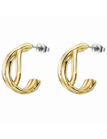 Pendientes Acero IP Dorado Lotus Style Medio Criolla Trenzada 3 Pendientes Acero IP Dorado Lotus Style Medio Criolla Trenzada