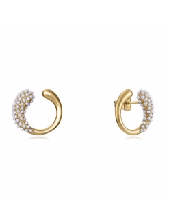 Pendientes Acero Ip Dorado Viceroy Fashion Aro Abierto Con Perlas
