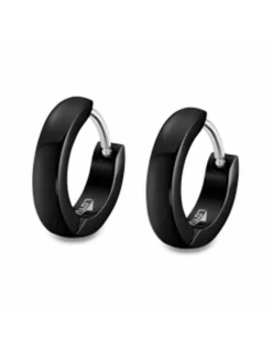 Pendientes Hombre Acero IP Negro Lotus Style Aro