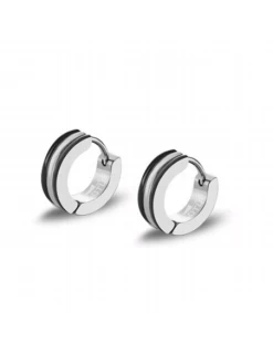 Pendientes Hombre Acero Lotus Style Aro Lados Negro