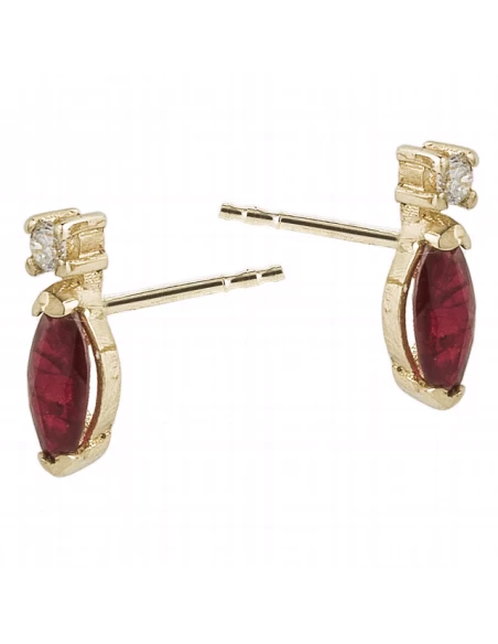 Pendientes Oro Amarillo. Mujer. Rubi Y Diamantes. 4 Pendientes Oro Amarillo. Mujer. Rubi Y Diamantes. - Imagen 2