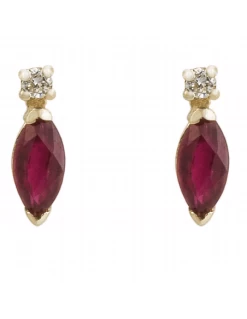 Pendientes Oro Amarillo. Mujer. Rubi Y Diamantes. 7 Pendientes Oro Amarillo. Mujer. Rubi Y Diamantes. -Tienda De Joyería De Moda pendientes oro amarillo mujer rubi y diamantes 2