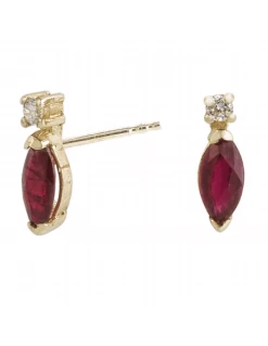 Pendientes Oro Amarillo. Mujer. Rubi Y Diamantes.