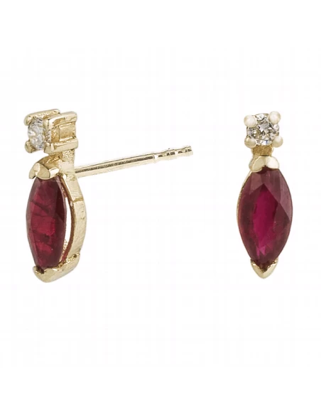 Pendientes Oro Amarillo. Mujer. Rubi Y Diamantes. 3 Pendientes Oro Amarillo. Mujer. Rubi Y Diamantes.