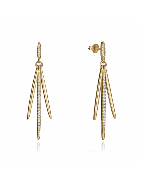 Pendientes Plata Baño Oro Viceroy Jewels 2321E100-30 Barras Circonitas 3 Pendientes Plata Baño Oro Viceroy Jewels 2321E100-30 Barras Circonitas