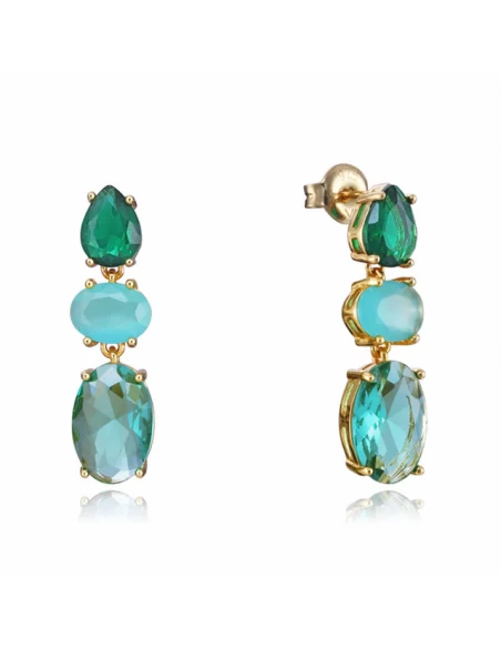 Pendientes Plata Baño Oro Viceroy Jewels Cristales Verdes 3 Pendientes Plata Baño Oro Viceroy Jewels Cristales Verdes