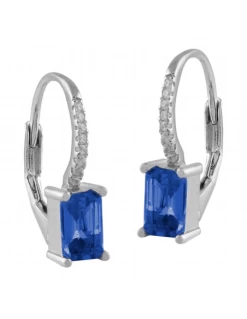Pendientes Plata Itemporality Aro 1,1 Cm. Circonita Azul