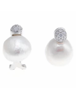 Pendientes Plata Rodiada Salvatore Perla Blanca Circonitas