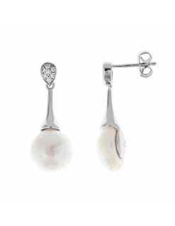 Pendientes Plata Rodio Salvatore Perla Y Circonitas