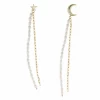 Pendientes Salvatore. Estrella Y Me Dia Luna Cadena Con Cadena Forzada Plata Chapada Oro Hilo De Perla. -Tienda De Joyería De Moda pendientes salvatore estrella y me dia luna cadena con cadena forzada plata chapada oro hilo de perla