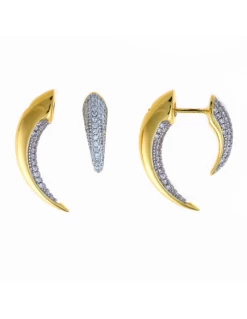 Pendientes Salvatore.Plata Bañada Oro.Colmillos Circonitas