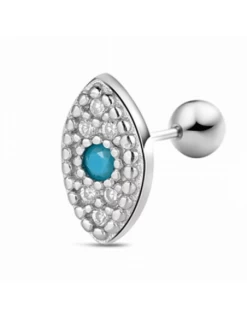 Piercing Plata Rodiada Lucía Martín Ojo Con Piedra Turquesa