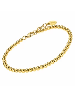 Pulsera Acero Ip Dorado Lotus Style Bolas Brillo
