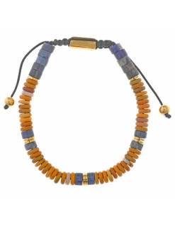 Pulsera Acero Y Rodio.Discos Emperor Azul Y Marrón Claro.