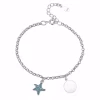 Pulsera De Niña.Plata.Estrella Mar Esmaltada Y Disco.15+3 CM