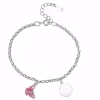 Pulsera De Niña.Plata.Mariposa Esmaltada Y Disco.15+3 CM -Tienda De Joyería De Moda pulsera de ninaplatamariposa esmaltada y disco153 cm