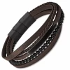 Pulsera Hombre Acero Ip Negro Lotus Style Piel Marron -Tienda De Joyería De Moda pulsera hombre acero ip negro lotus style piel marron