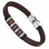 Pulsera Hombre Acero Lotus Style Piel Marron