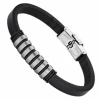 Pulsera Hombre Acero Lotus Style Piel Negra.