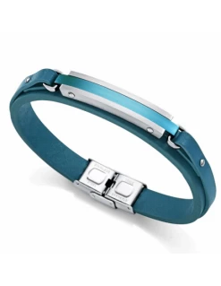 Pulsera Hombre Acero Viceroy Fashion 14146P09013 Piel Azul Y Aluminio Azul