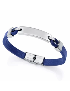 Pulsera Hombre Acero Viceroy Fashion 15170P01013 Piel Azul Y Chapa