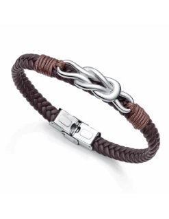 Pulsera Hombre Acero Viceroy Fashion Nudo Llano Cuero Marrón