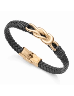 Pulsera Hombre Acero Viceroy Fashion Nudo Llano Cuero Negro.