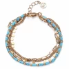 Pulsera Mujer Triple. Hilo De Turquesas Tubulares, Cadena Con Discos Y Cadena Barbada. Viceroy Fashion. -Tienda De Joyería De Moda pulsera mujer triple hilo de turquesas tubulares cadena con discos y cadena barbada viceroy fashion