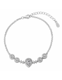 Pulsera Plata De Ley Rodiada. Circonitas Color Chatón Pera.