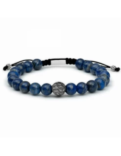Pulsera Plata De Ley.Hombre.Bolas De Lapislázuli De 8 Mm