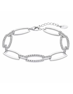 Pulsera Plata Lotus Silver Eslabones Circonitas