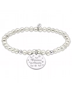 Pulsera Plata Lotus Silver Perlas Y Disco Te Quiero Abuela