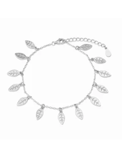 Pulsera Plata Promojoya Con 13 Hojitas Colgantes