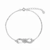 Pulsera Plata Rodiada Promojoya Infinito Con Corazon Circonitas