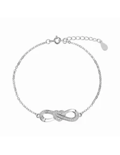 Pulsera Plata Rodiada Promojoya Infinito Con Corazon Circonitas
