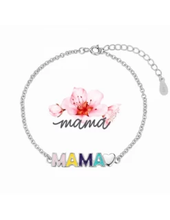 Pulsera Plata Rodiada Promojoya MAMA En Esmalte De Colores