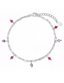 Pulsera Plata. Rubies Y Amatistas Facetadas.