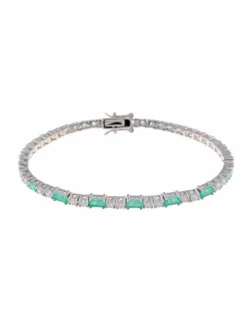 Pulsera Plata Salvatore Circonitas Blancas Y Menta Hielo.