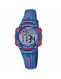 Reloj Calypso Digital. Niño. Correa Y Bisel Azul Y Rojo