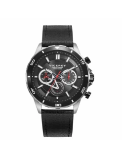 Reloj Hombre Acero Bicolor Ip Negro Viceroy 46845-57 Cronografo Correa Negra