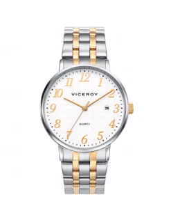 Reloj Hombre Acero Bicolor Oro Viceroy Esfera Blanca