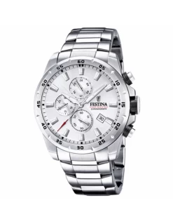 Reloj Hombre Acero Festina F20463/1 Cronografo Esfera Blanca