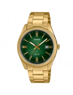Reloj Hombre Acero IP Oro. Casio MTP-1302PGC-3AVEF. Esfera Verde
