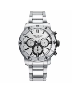 Reloj Hombre Acero Viceroy. Cronógrafo. Esfera Plata.