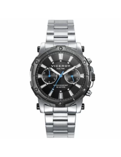 Reloj Hombre Acero Viceroy Dual Time Esfera Negra