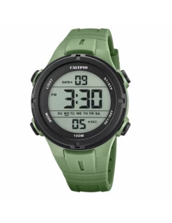 Reloj Hombre Calypso K5837/2 Digital Caja Bisel Negro Y Correa Verde.