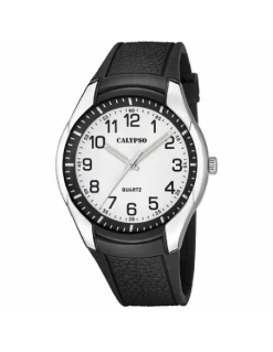 Reloj Hombre Calypso K5843/1 Correa Y Caja Negra Esfera Blanca.