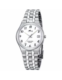 Reloj Hombre. Lotus. Acero. Calendario. Esfera Blanca.