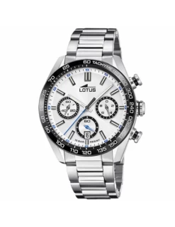 Reloj Hombre Lotus Acero Cronógrafo Bisel IP Negro.
