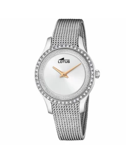 Reloj Mujer Acero. Lotus. Esfera Plata. Bisel De Circonitas.